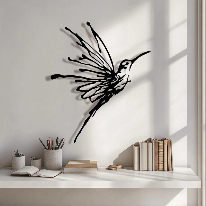 LIYAOLI 3D Metal Hummingbird Wall Art - Unique Black Outdoor Garden Decor, Waterproof Bird Sculpture for Patio, Living Room, Bedroom & Bathroom - Image 5
